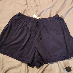 Aerie High Waist Navy Pajama Shorts, New With Tags Size Zl